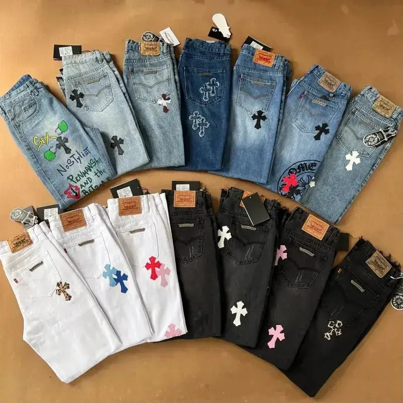 Cross Patch Washed Denim Jeans