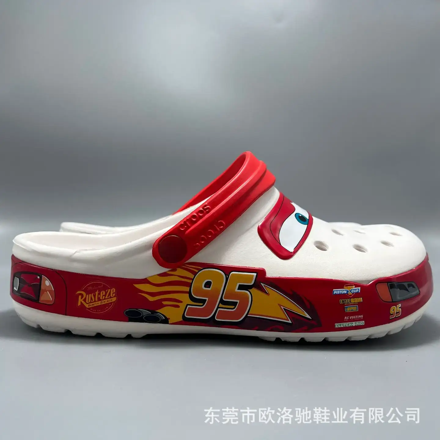 croos Mcqueen Cars Men's and Women's Shoes 2024 Spring Baotou Beach Sandals Outdoor Casual Flat Shoes