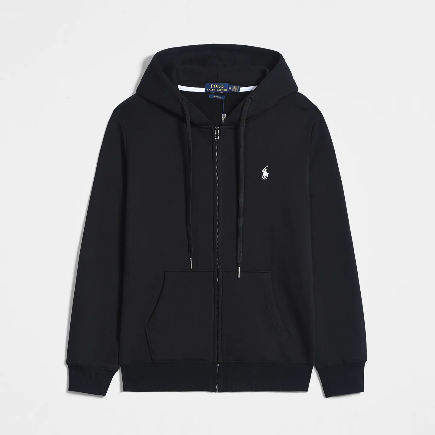 Autumn and Winter Pony Fleece-Lined Rl Hooded Cardigan Pure Color Sweatshirt Embroidered Loose Large Size Paul Men's Polo Jacket